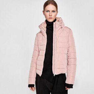 Zara Pink Puffer Jacket Size US Medium